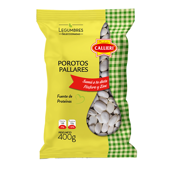 Porotos Pallares Callieri de grano grande en presentaciones para cocina casera e industrial.