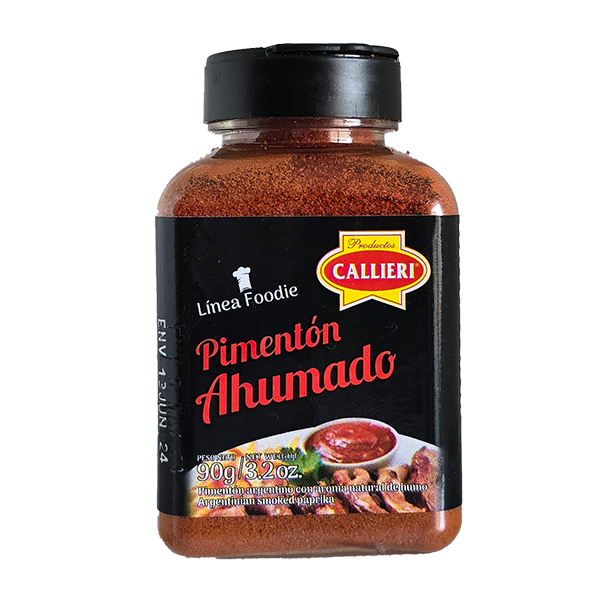 Pimentón Ahumado Callieri en especiero de 90g y envase de 1kg.