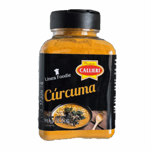 Cúrcuma Callieri en especiero de 90g y envase de 500g.