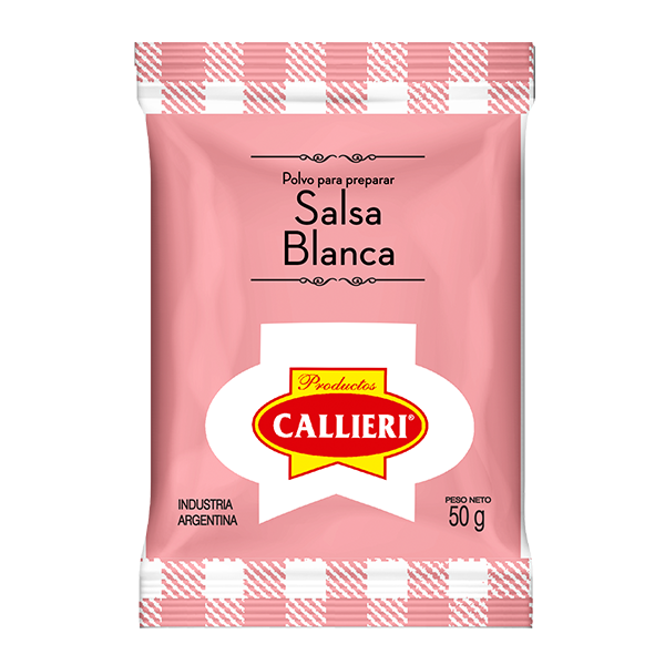 Salsa blanca Callieri en sobre de 50g y paquete de 1kg.