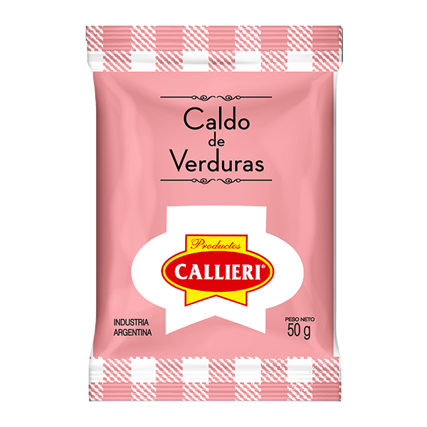 Caldo de verduras Callieri en sobre de 50g y paquete de 1kg.