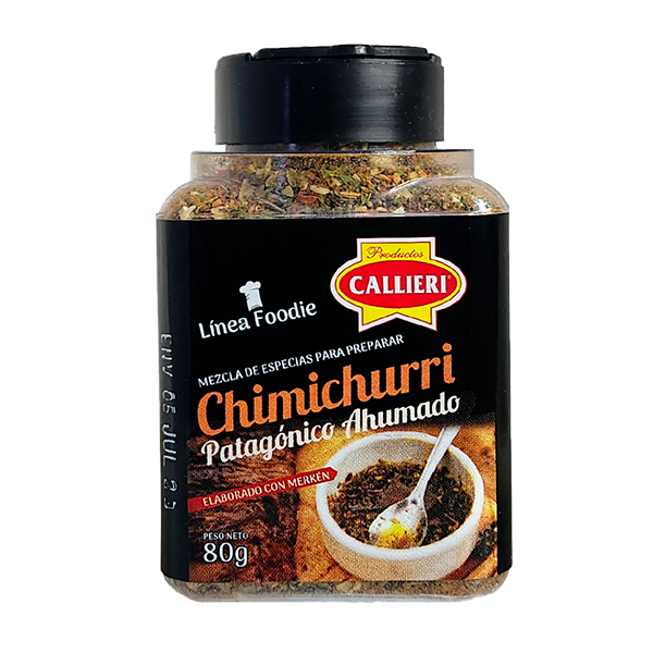 Chimichurri Patagónico Callieri en especiero de 80g y envase de 1kg.