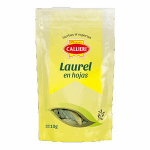 Laurel en hojas Callieri en envase ZIP de 10g y paquete de 500g.