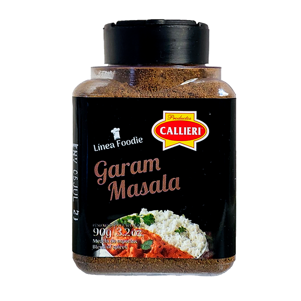 Garam Masala Callieri en especiero de 90g y envase de 500g.
