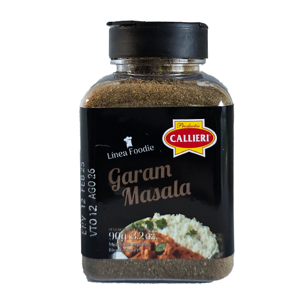 Garam Masala Callieri en especiero de 90g y envase de 500g.