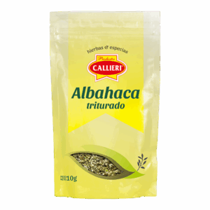Albahaca deshidratada Callieri en envase ZIP de 10g y paquete de 500g.