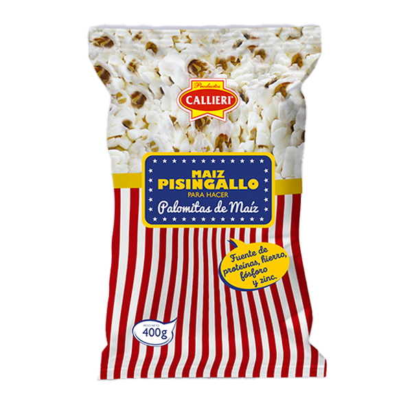 Maíz Pisingallo Callieri ideal para preparar pochoclos crocantes y dorados.
