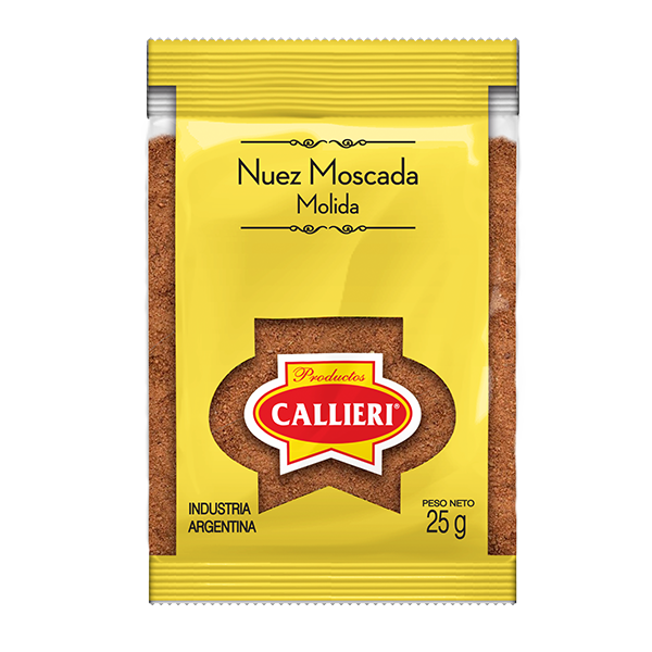 Nuez moscada molida Callieri en formatos pequeños y grandes para uso intensivo.