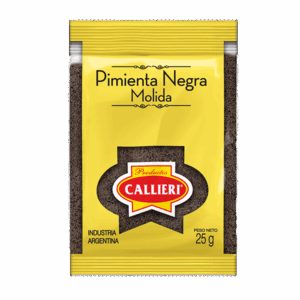 Pimienta negra molida Callieri, lista para condimentar, en múltiples presentaciones.